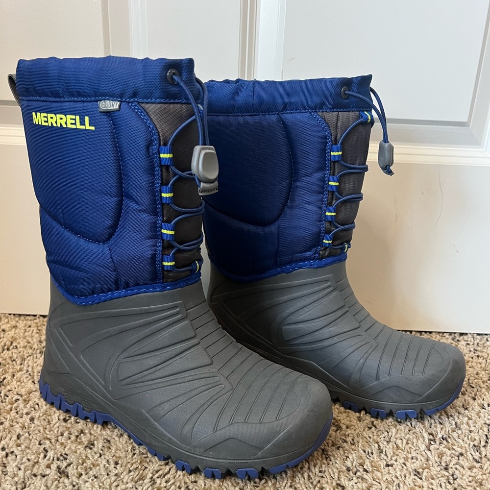 Merrell Kids Blue and Gray Waterproof Snow Boots - Picture 2 of 8